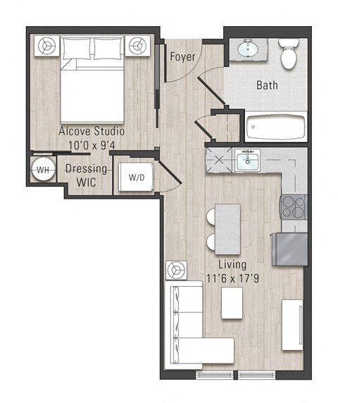 Floor plan for studio, 1 bath, 470 sqft